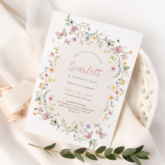 Invitación Soft Wildflower Butterfly Girl Birthday Party (Subido por el creador)
