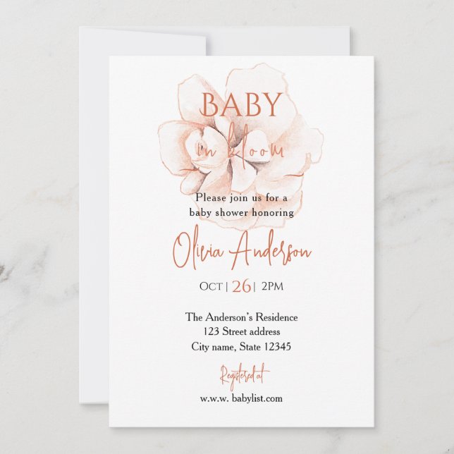 Invitación Soft Wildflowers Modern Baby Shower (Anverso)