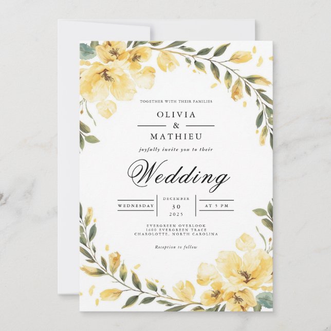 Invitación Soft Yellow Bloom Arch Wedding (Anverso)