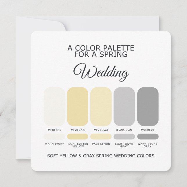 Invitación Soft Yellow Gray Spring Wedding Color Palette Card (Anverso)