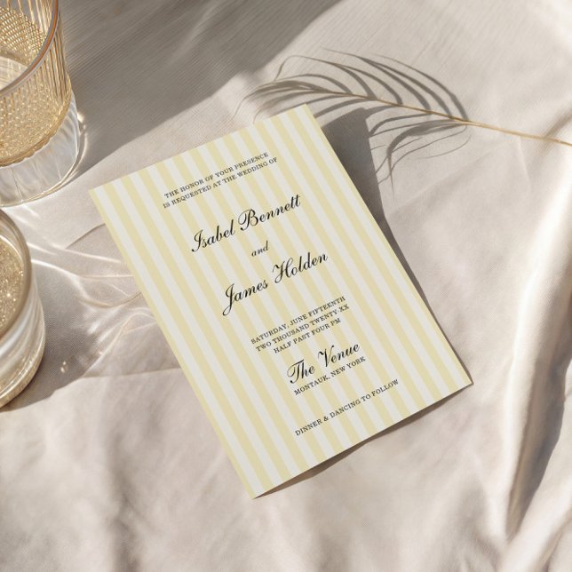 Invitación Soft Yellow Stripes Wedding  (Subido por el creador)