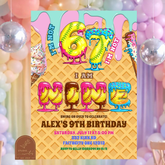 Invitación Softball Ice Ceam Drip Six Seven boy 9th Birt (Subido por el creador)