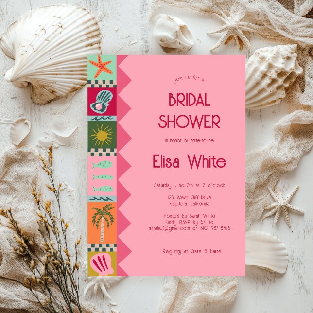 Invitación Soiree Bridal Shower Moderna PERSONALIZADO Cute (Seaside Soiree Bridal Shower Modern Cute CUSTOM Invitation
)