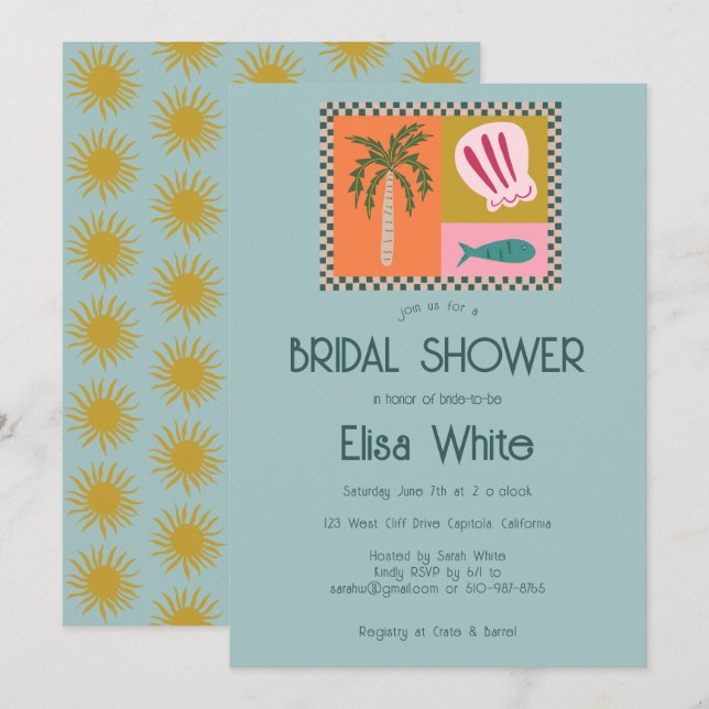Invitación Soiree Bridal Shower Moderna PERSONALIZADO Cute (Anverso / Reverso)
