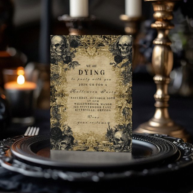 Invitación Soirée de Halloween Gótico Cráneo Barroco (Subido por el creador)