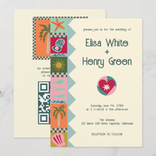 Invitación Soiree PERSONALIZADO Cute moderno  QR Boda