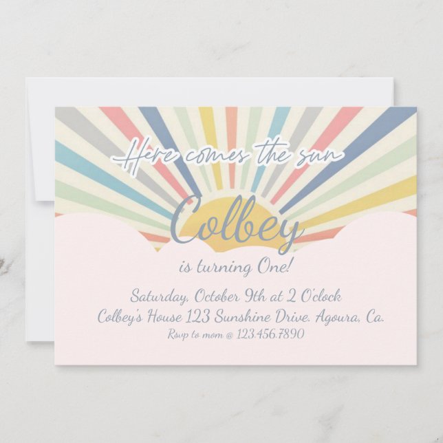 INVITACIÓN SOL, AQUÍ VIENE EL SOL, CUALQUIER EDAD, FIESTA SOL (Anverso)