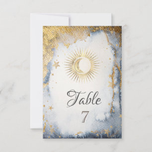 Invitación Sol celeste, luna, acuarela de estrellas