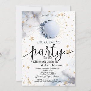 Invitación Sol celeste, luna azul, compromiso de estrellas