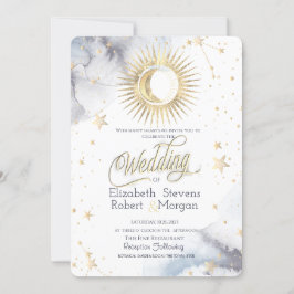 Invitación Sol celeste, luna, Boda de Moda de estrellas