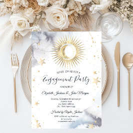 Invitación Sol celeste, luna, estrellas