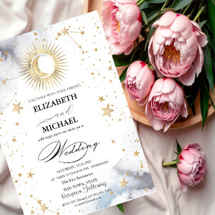 Invitación Sol celeste, luna, guión estático