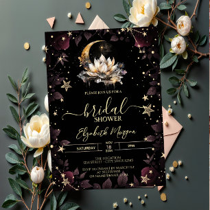 Invitación Sol celeste, luna, Rosas estrellas ducha de novia
