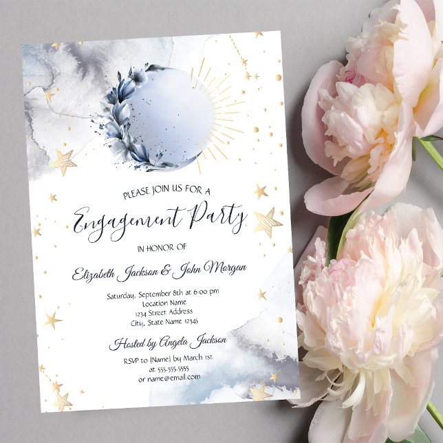 Invitación Sol Celestial, Luna Azul, Estrellas  (Subido por el creador)