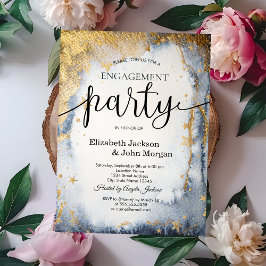 Invitación Sol Celestial, Luna, Compromiso de acuarela de est