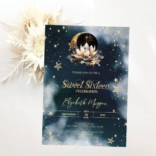 Invitación Sol celestial, luna, estrellas Loto Cielo Dulces 1
