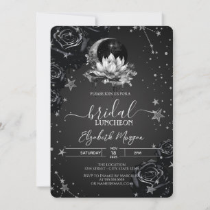 Invitación Sol Celestial,Luna,Estrellas Rosas Negras Nupcial