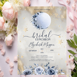 Invitación Sol Celestial, Rosas de Luna Azul Almuerzo Nupcial