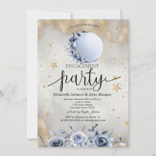 Invitación Sol Celestial, Rosas de Luna Azul Estrellas Compro