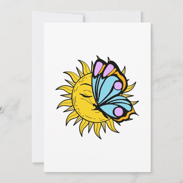 Invitación Sol de mariposa celeste (Anverso)