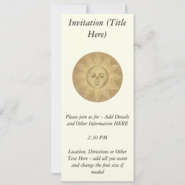 Invitación Sol - Detalle solar del mapa antiguo, alrededor de (Anverso)