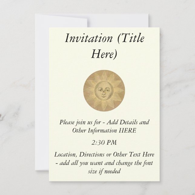 Invitación Sol - Detalle solar del mapa antiguo, alrededor de (Anverso)