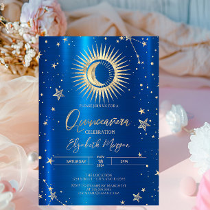 Invitación Sol Dorado Y Estrellas De Luna Quinceañera Metálic