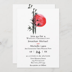Invitación Sol japonés y bambú todo en un Boda