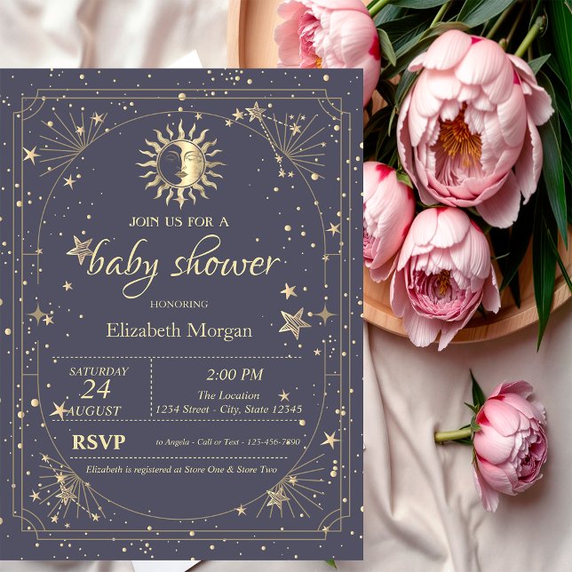 Invitación Sol,Moon,Estrellas Púrpura Celestial (Subido por el creador)