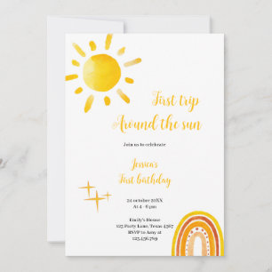Invitación sol primer viaje alrededor del cumpleaños del sol