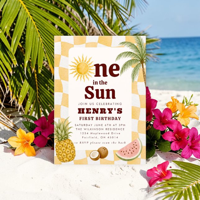 Invitación Sol Uno en el Sol Cumpleaños Tropical Primero (Subido por el creador)
