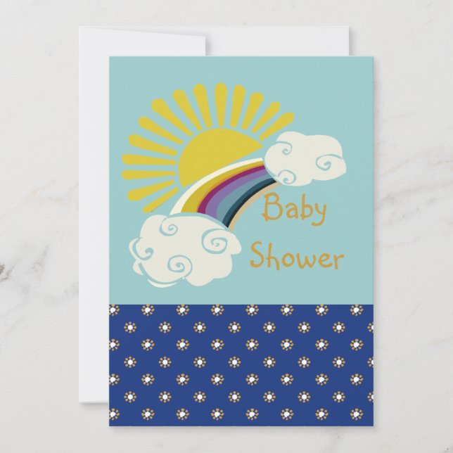 Invitación Sol y arco iris Baby Shower (Anverso)