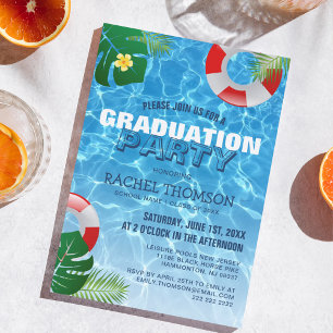 Invitación ¡Sol y Éxito! Fiesta de Graduación en la Piscina