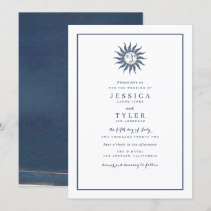 Invitación Sol y Luna Azul Celestial