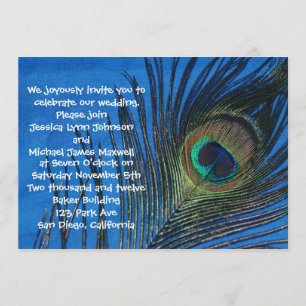 Invitación Sola boda azul del pavo real
