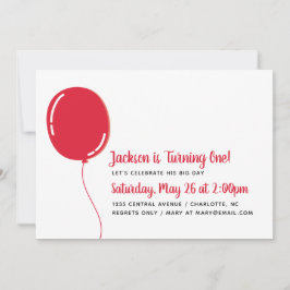 Invitación Sola fiesta de cumpleaños roja moderna del impulso