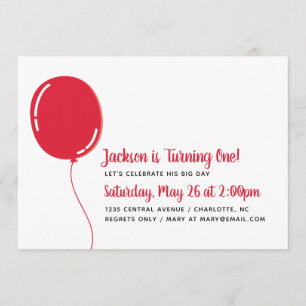 Invitación Sola fiesta de cumpleaños roja moderna del impulso