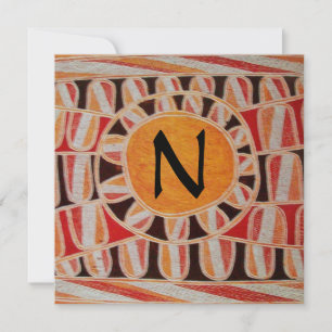 Invitación SOLAR GOLD MONOGRAM, amarillo naranja negro brilla