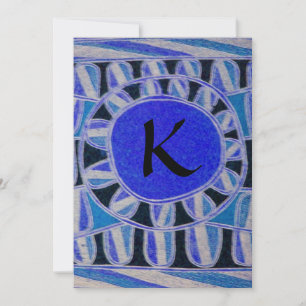 Invitación SOLAR GOLD MONOGRAM, azul turquesa negro brillante