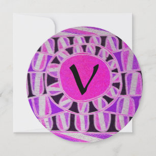 Invitación SOLAR GOLD MONOGRAM, rosa brillante fucsia negro
