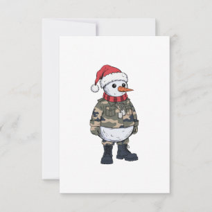 Invitación Soldado de Muñeco de Nieve Navidad 2026 Militar de