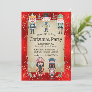 Invitación Soldados de juguete rompenueces de Navidad en rojo