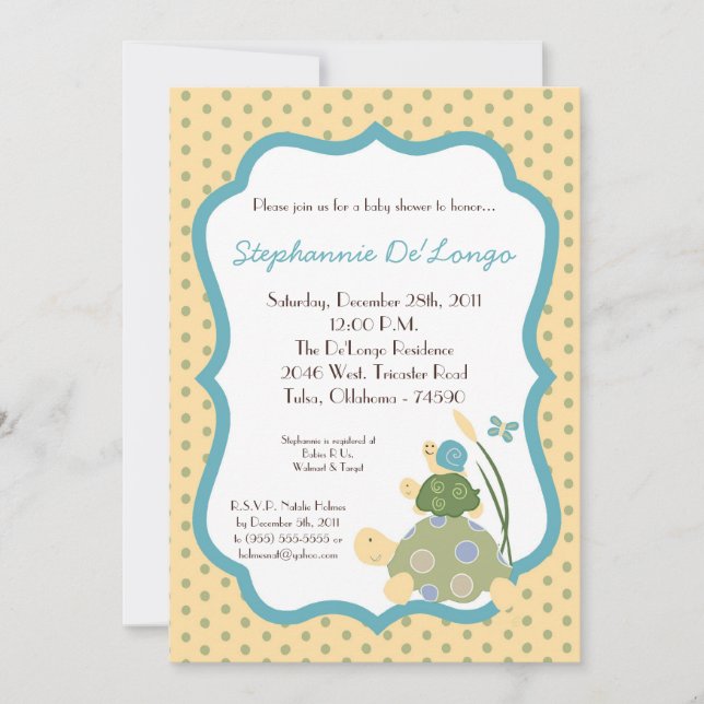 Invitación soleada de Baby Shower del caracol de (Anverso)