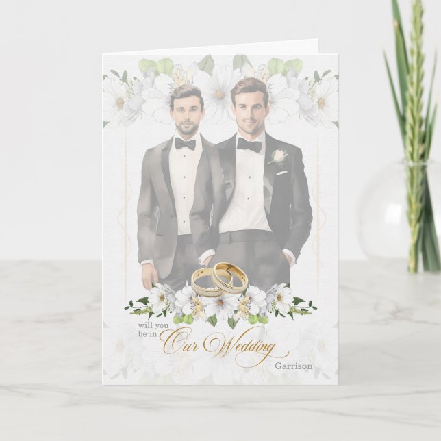 Invitación Solicitud de acompañante de boda gay para dos novi (Anverso)