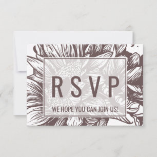 Invitación Solicitud de canción de girasol marrón RSVP