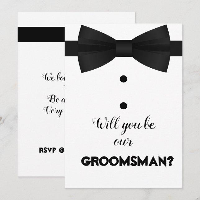 Invitación Solicitud de cepillo de arco de Groomsman moderno  (Anverso / Reverso)