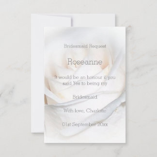 Invitación Solicitud de dama de honor de diseño de rosa blanc