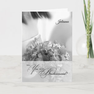 Invitación Solicitud de dama de honor en blanco y negro