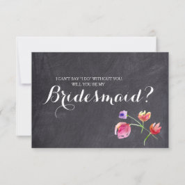 Invitación Solicitud de dama de honor floral acuarela pizarra