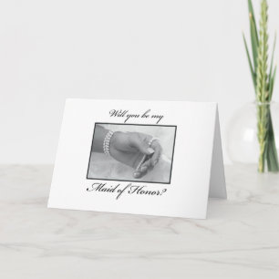 Invitación Solicitud de Dama de Honor Negro, Blanco